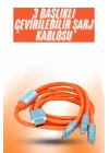 Mey İthalat® Çoklu Şarj Kablosu USB Type-C İOS Uyumlu 120W Hızlı Şarj Kablosu