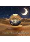 Mey İthalat® Dekoratif LED Kristal Küre Ahşap Altlıklı Şık Gece Lambası