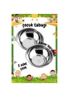 Mey İthalat® Derin Çocuk Tabağı Güvenli Kenarlı Çelik 2 Adet 16 cm