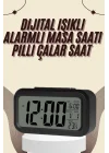 Mey İthalat® Dijital Masa Saati Termometreli Takvim Çalar Saat Led Ekran Pilli