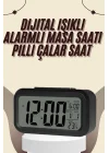 Mey İthalat® Dijital Masa Saati Termometreli Takvim Çalar Saat Led Ekran Pilli