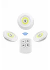 Mey İthalat® Dolap Işığı Mutfak Rafı Işığı Uzaktan Kumandalı 3 Lü Spot Led Lamba