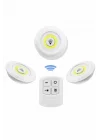 Mey İthalat® Dolap Işığı Mutfak Rafı Işığı Uzaktan Kumandalı 3 Lü Spot Led Lamba