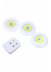 Mey İthalat® Dolap Işığı Mutfak Rafı Işığı Uzaktan Kumandalı 3 Lü Spot Led Lamba