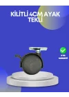 Mey İthalat® Dolap ve Raflar İçin 4 cm Kilitli Tekerlek Tekli