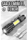 Mey İthalat® El Feneri Led USB Şarjlı Zoom Mini Led Işık Acil Durum Feneri