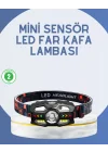 Mey İthalat® El Sensörlü LED Far Suya Dayanıklı Şarjlı Kafa Lambası