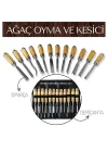 Mey İthalat® Elena 12 Parça Çantalı Ağaç Oyma ve Kesici Set