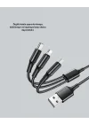 Mey İthalat® Evrensel 3 Başlıklı Şarj Kablosu – iPhone Huawei Samsung İçin