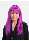 Mey İthalat® Fuşya Renk Düz Kesim Uzun Parti Peruğu Takma Saç