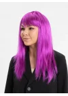 Mey İthalat® Fuşya Renk Düz Kesim Uzun Parti Peruğu Takma Saç