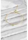 Mey İthalat® Gold Renk Pirinç Köşeli Yonca Model Kadın Bileklik