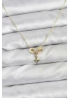 Mey İthalat® Gold Renk Pirinç Minimal Charmlı Kadın Kolye
