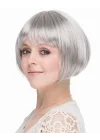 Mey İthalat® Gri Gümüş Renk Düz Kesim Astarlı Küt Parti Peruğu