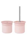 Mey İthalat®   Ham+Hüp Pipetli Silikon Bardak Seti Pinky Pink / Powder Grey