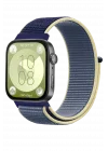 Mey İthalat®  Huawei Fit 4 Hasırlı Cırtcırtlı Kordon - Sarı-Lacivert