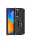 Mey İthalat®  Huawei P Smart 2021 Kılıf Sofya Yüzüklü Silikon Kapak - Siyah