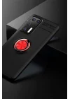 Mey İthalat®  Huawei P40 Kılıf Range Yüzüklü Silikon - Siyah-Kırmızı