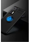Mey İthalat®  Huawei P40 Kılıf Range Yüzüklü Silikon - Siyah-Mavi