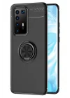 Mey İthalat®  Huawei P40 Pro Kılıf Range Yüzüklü Silikon - Siyah