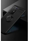 Mey İthalat®  Huawei P40 Pro Kılıf Range Yüzüklü Silikon - Siyah
