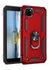 Mey İthalat®  Huawei Y5P Kılıf Sofya Yüzüklü Silikon Kapak - Kırmızı