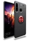 Mey İthalat®  Huawei Y6P Kılıf Range Yüzüklü Silikon - Siyah-Kırmızı