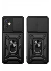 Mey İthalat®  İnfinix Hot 30 4G Kılıf Pars Lens Yüzüklü Silikon - Gümüş