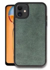 Mey İthalat®   iPhone 11 Kılıf Aras Deri Kapak - Koyu Yeşil