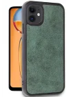 Mey İthalat®   iPhone 11 Kılıf Aras Deri Kapak - Koyu Yeşil