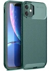 Mey İthalat®  iPhone 11 Kılıf Auto Focus Karbon Kapak - Koyu Yeşil