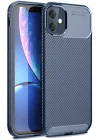 Mey İthalat®  iPhone 11 Kılıf Auto Focus Karbon Kapak - Lacivert