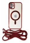 Mey İthalat®   iPhone 11 Kılıf Divo Lazer Askılı Magsafe Kapak - Kırmızı