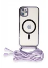 Mey İthalat®   iPhone 11 Kılıf Divo Lazer Askılı Magsafe Kapak - Lila