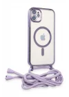 Mey İthalat®   iPhone 11 Kılıf Divo Lazer Askılı Magsafe Kapak - Lila