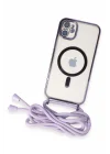 Mey İthalat®   iPhone 11 Kılıf Divo Lazer Askılı Magsafe Kapak - Lila