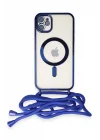 Mey İthalat®  iPhone 11 Kılıf Divo Lazer Askılı Magsafe Kapak - Mavi