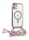 Mey İthalat®  iPhone 11 Kılıf Divo Lazer Askılı Magsafe Kapak - Pembe