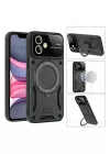Mey İthalat®  iPhone 11 Kılıf Joy Lens Standlı Kapak - Koyu Yeşil