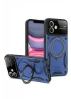 Mey İthalat®  iPhone 11 Kılıf Joy Lens Standlı Kapak - Lacivert
