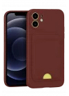 Mey İthalat®  iPhone 11 Kılıf Kelvin Kartvizitli Silikon - Bordo