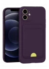 Mey İthalat®  iPhone 11 Kılıf Kelvin Kartvizitli Silikon - Derin Mor