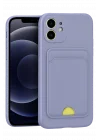 Mey İthalat®  iPhone 11 Kılıf Kelvin Kartvizitli Silikon - Lila