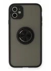 Mey İthalat®   iPhone 11 Kılıf Montreal Yüzüklü Silikon Kapak - Siyah