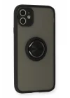 Mey İthalat®   iPhone 11 Kılıf Montreal Yüzüklü Silikon Kapak - Siyah