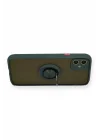 Mey İthalat®  iPhone 11 Kılıf Montreal Yüzüklü Silikon Kapak - Yeşil
