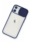 Mey İthalat®  iPhone 11 Kılıf Palm Buzlu Kamera Sürgülü Silikon - Lacivert
