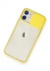 Mey İthalat®  iPhone 11 Kılıf Palm Buzlu Kamera Sürgülü Silikon - Sarı