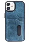 Mey İthalat®   iPhone 11 Kılıf Sara Kartvizitli Deri Kılıf - Lacivert