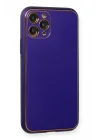 Mey İthalat®  iPhone 11 Pro Kılıf Coco Deri Silikon Kapak - Mor